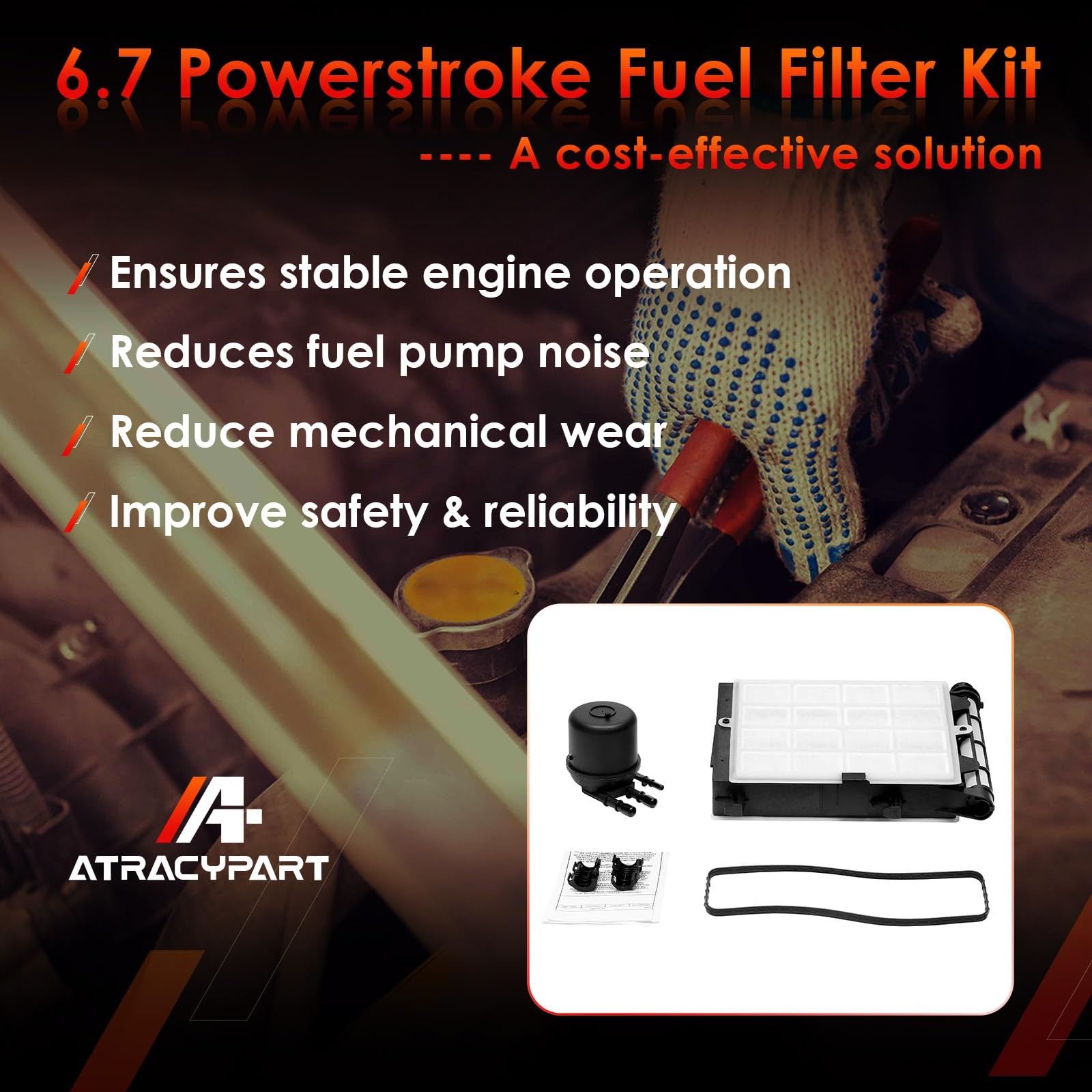 6.7 Powerstroke Fuel Filter Element, Compatible With 2017-2023 Ford FD-4624