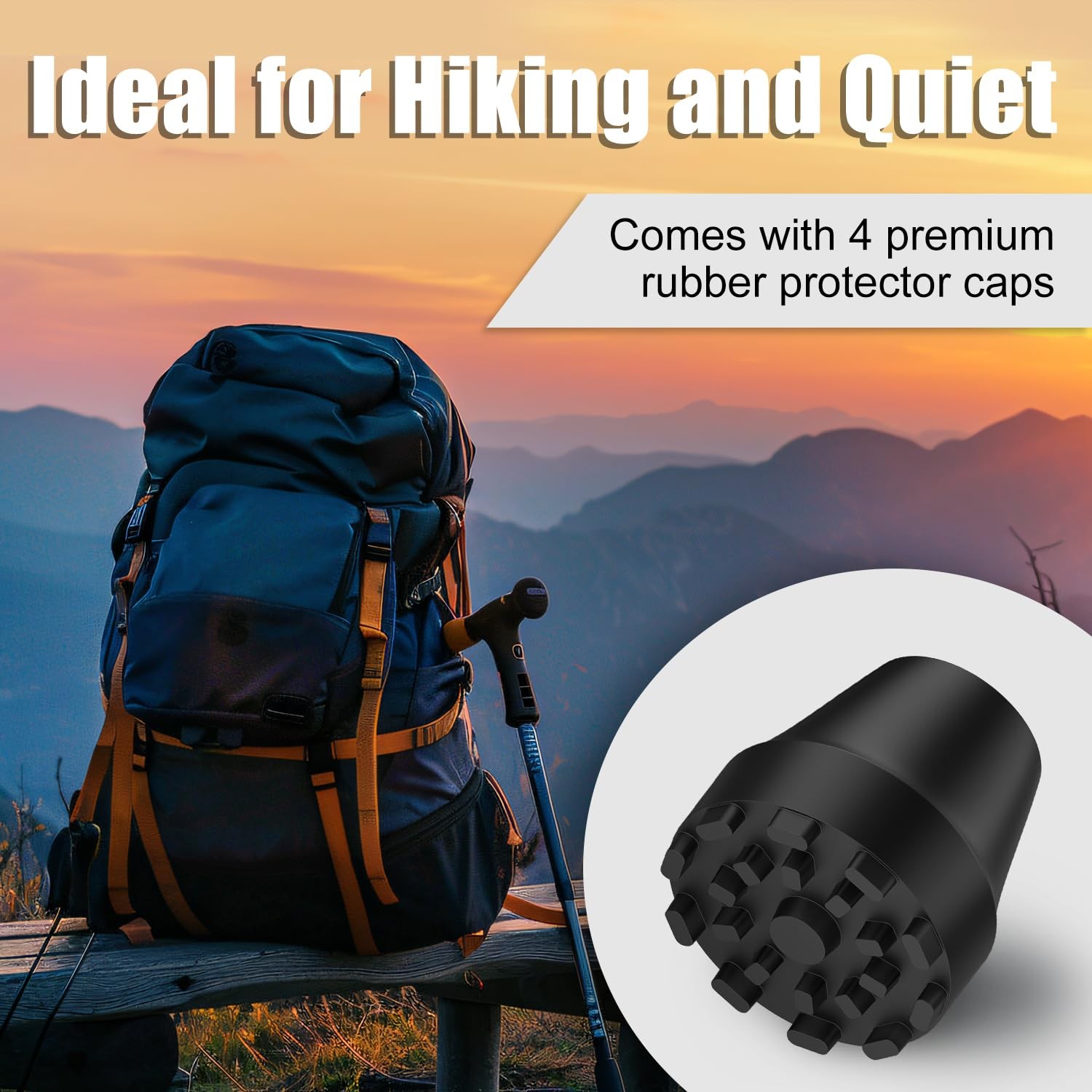 supregear Trekking Pole Tips, Replacement Rubber Tips for Walking Sticks, Ant...