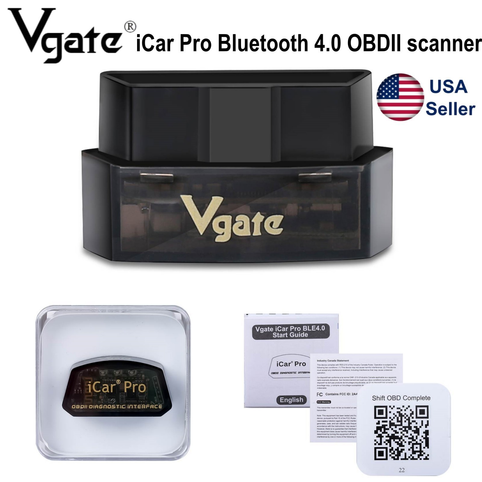 Vgate iCar Pro Bluetooth 4.0 OBDII Adapter Diagnostic Tool 2 YEAR WARRANTY