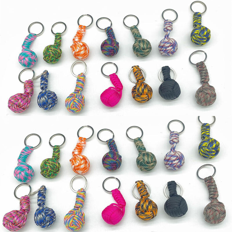 Survival Glass Ball Snake Key Chain Parachute Outdoor Knot Cord Monkey Fist Cord