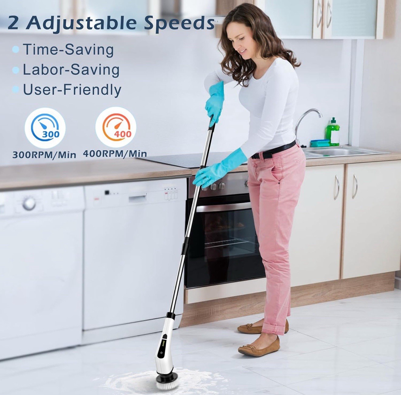 Electric Spin Scrubber, Cordless Cleaning Brush Scrubber for Home