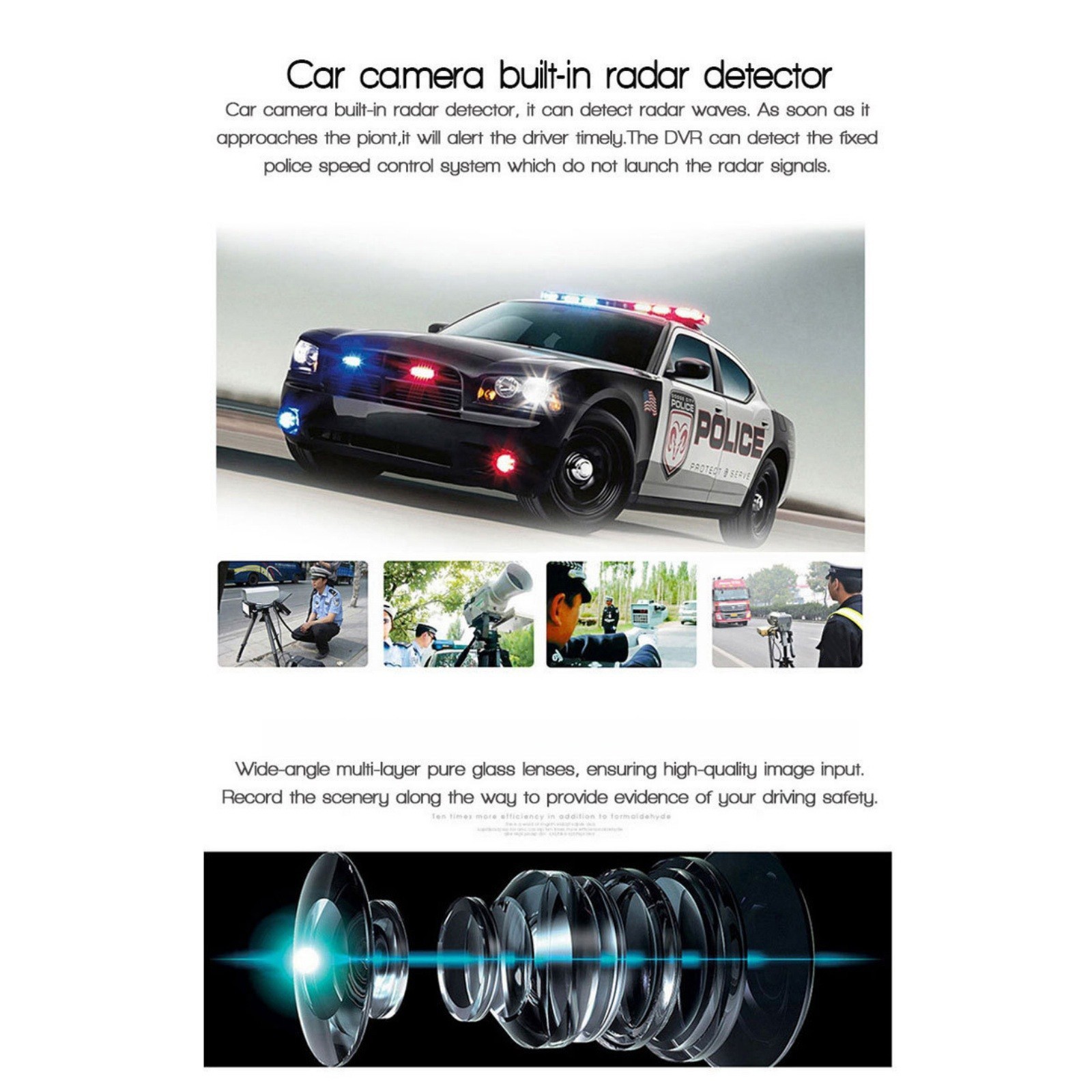 Car Radar Detector DVR Dash Camera G-sensor Night Vision 720P Video Recorder