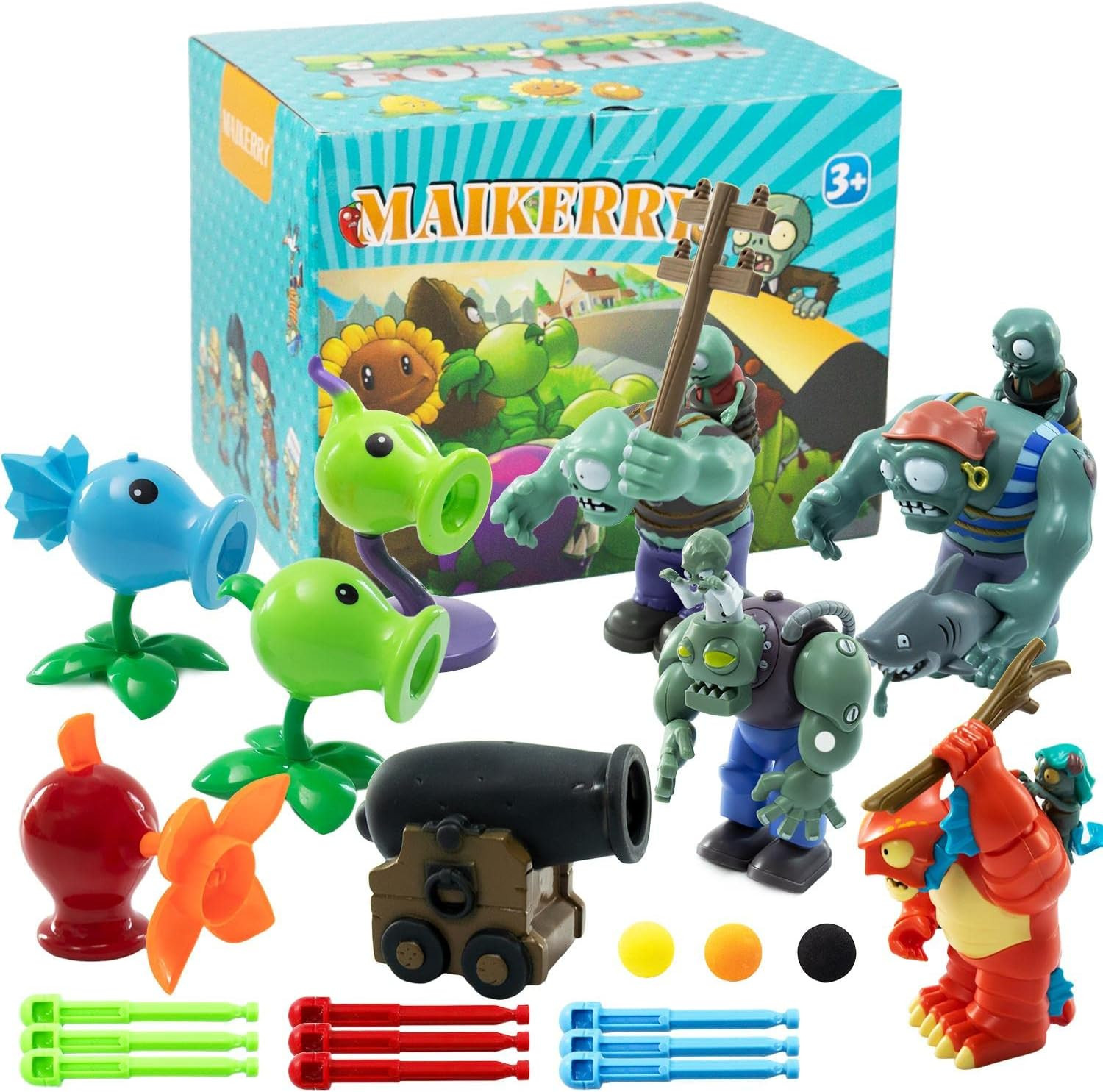 9Pcs PVZ Figure Set Plants Toys With Waterproof Battlefield Map for Kids Gifts