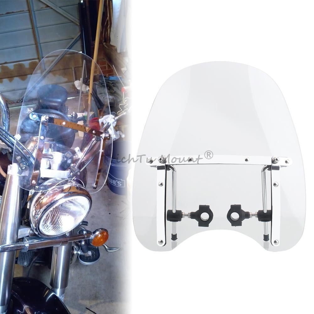 Clear 17"x15" Windshield Windscreen Fit for Yamaha V-Max 1200 Honda Shadow 1100