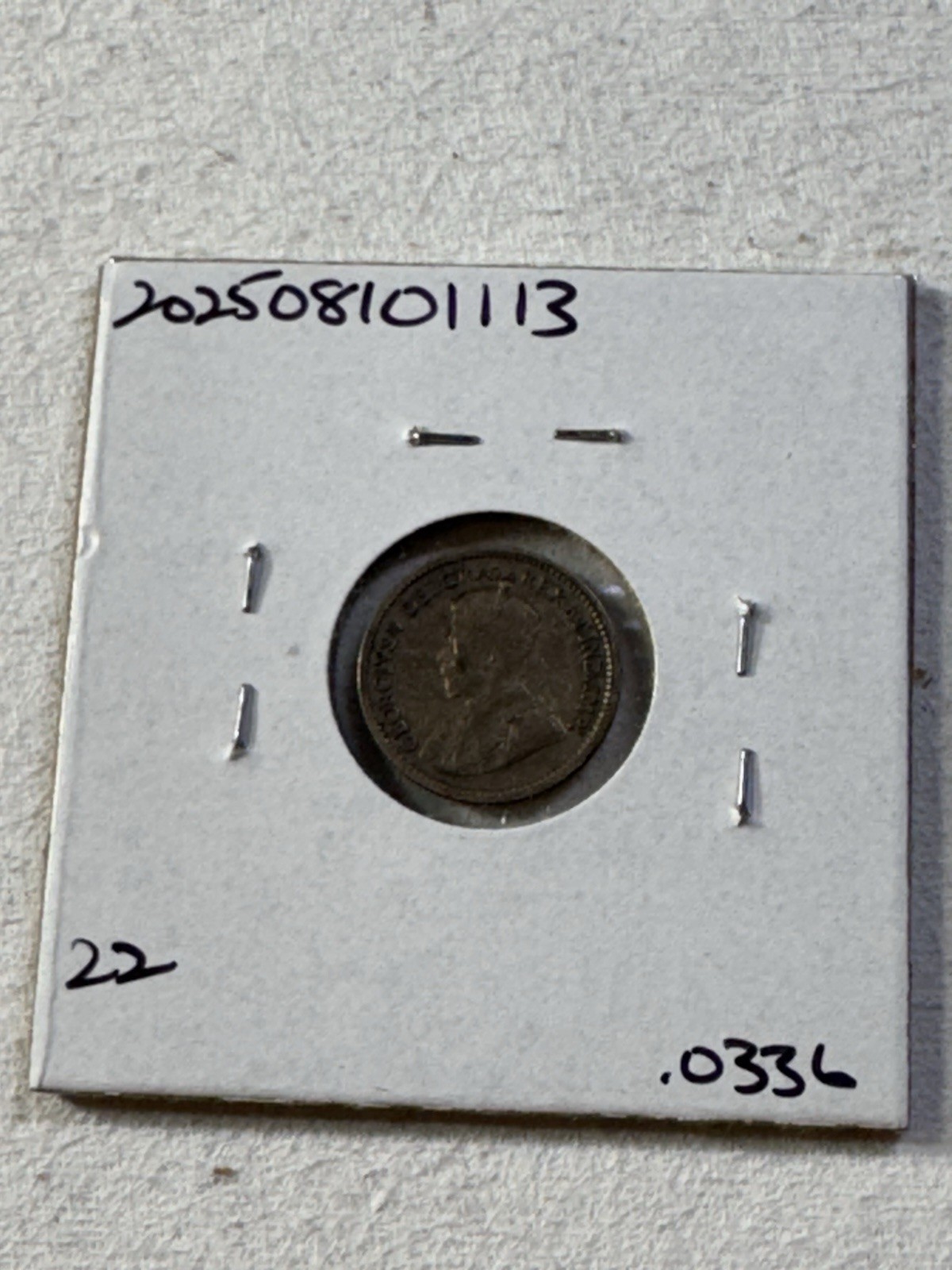 1913 Canada 5 Cents Small Silver Coin