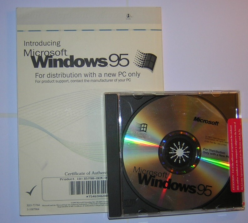 Microsoft Windows 95 OSR1 Install CD-ROM with COA/Product Key & User Guide