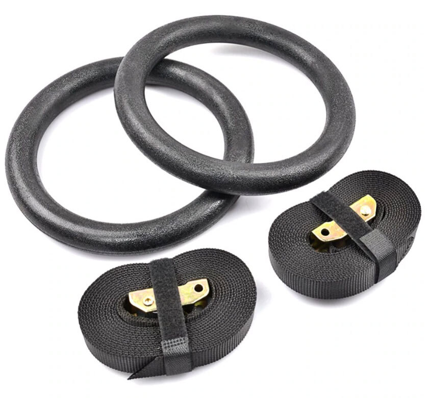 GYM GYMNASTIC RINGS ADJUSTABLE STRAPS CROSS-FIT STRENGTH TRAINING