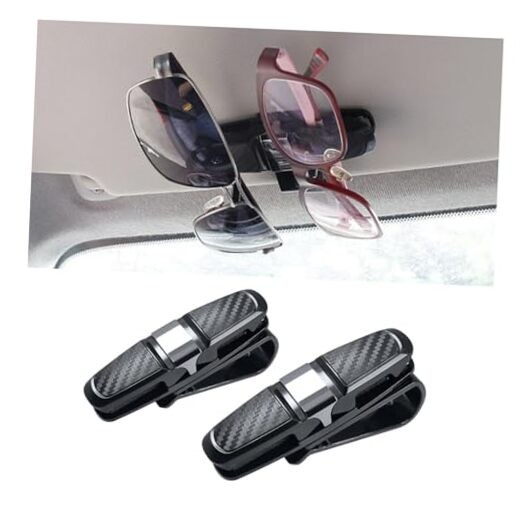 2PCS Glasses Holders for Car Sun Visor, Glasses Clip Organizer, Silver