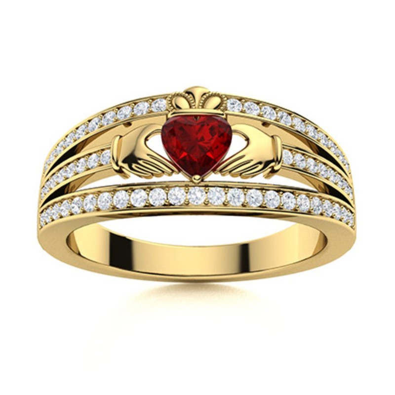 Valentines Sale 925 Silver Garnet Gemstone Elegant Solitaire Ring Jewelry