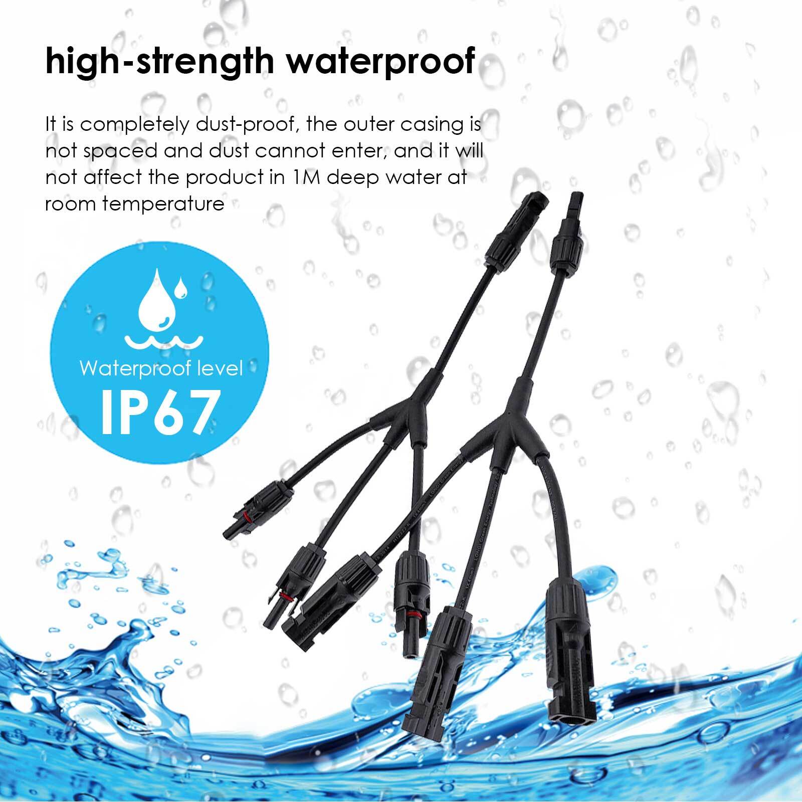 PFCTART Solar Panel Y Branch Cable Connection Waterproof Adapter Connector IP67