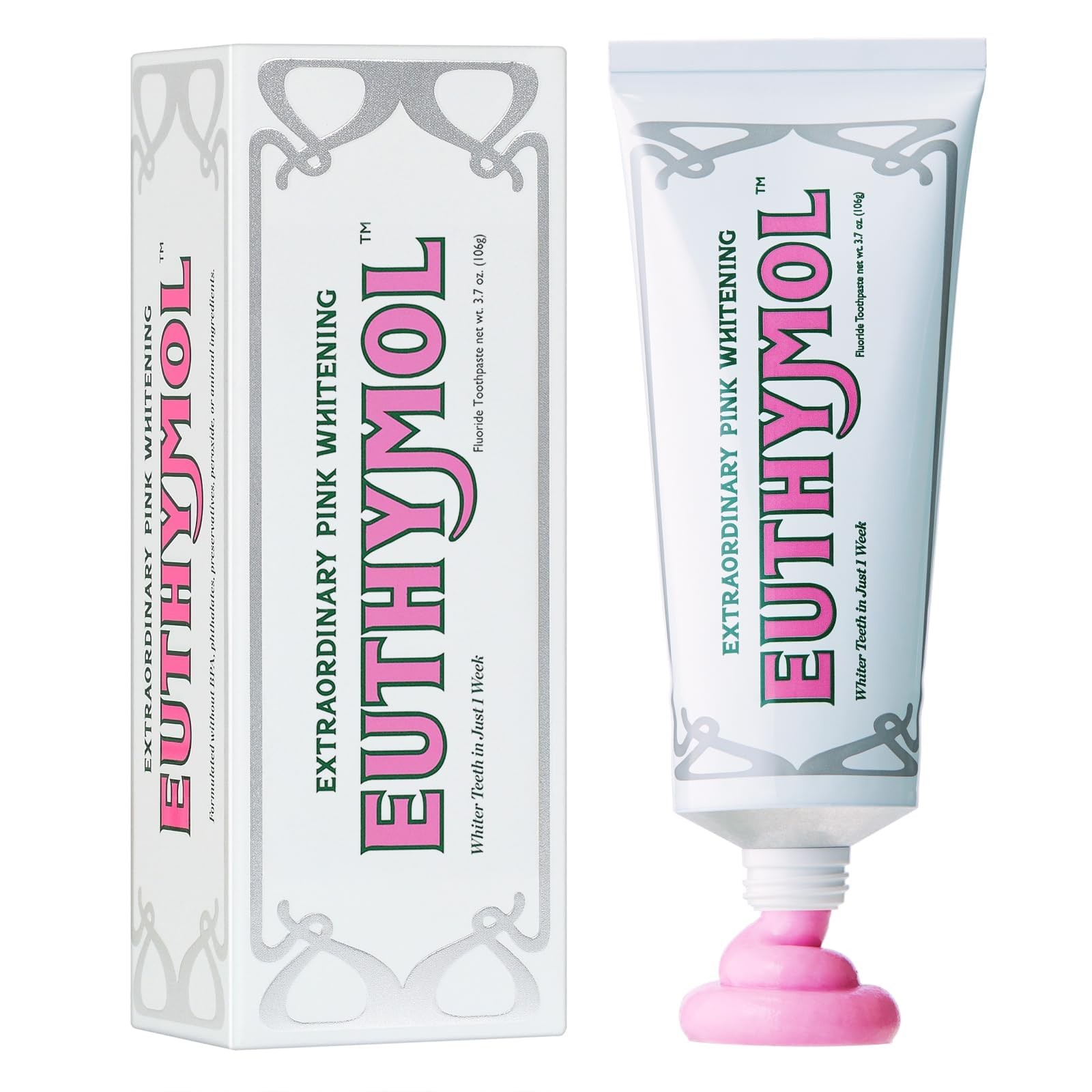 EUTHYMOL Whitening Toothpaste (3.7fl oz) - Stain 3.7 Fl Oz (Pack of 1), Pink