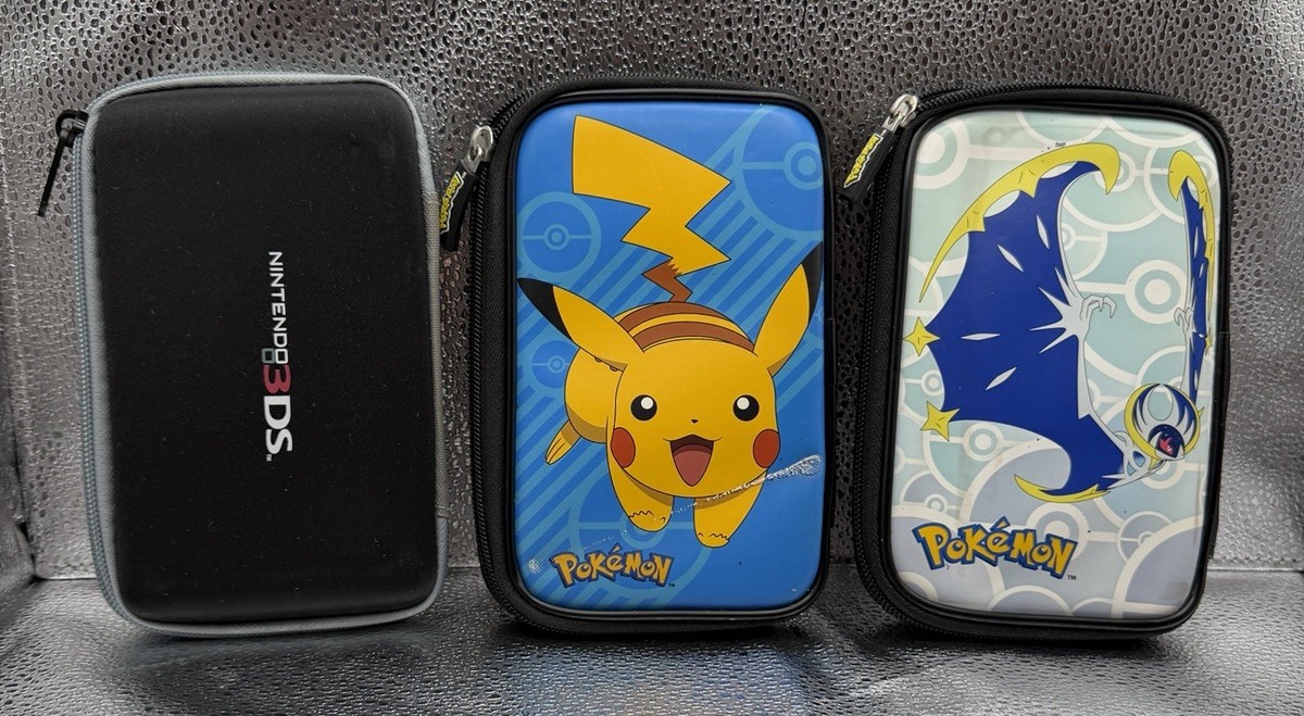 Nintendo 3DS Pokémon Pikachu, Lunala & Black Game Traveler Case Lot Of 3