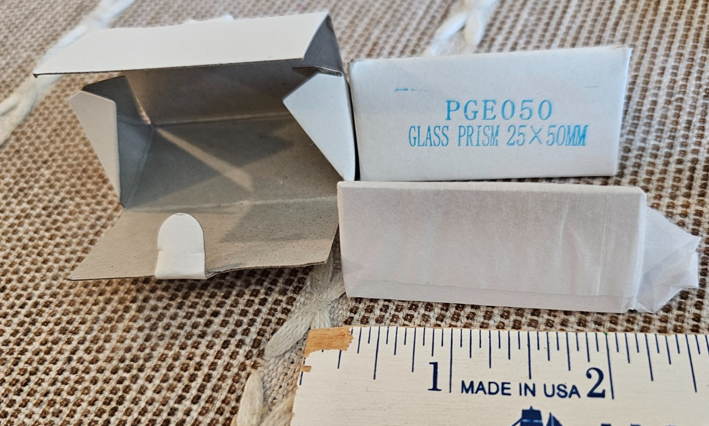 2 each - Optical Triangular Prism, 25 mm x 50 mm-New in Package