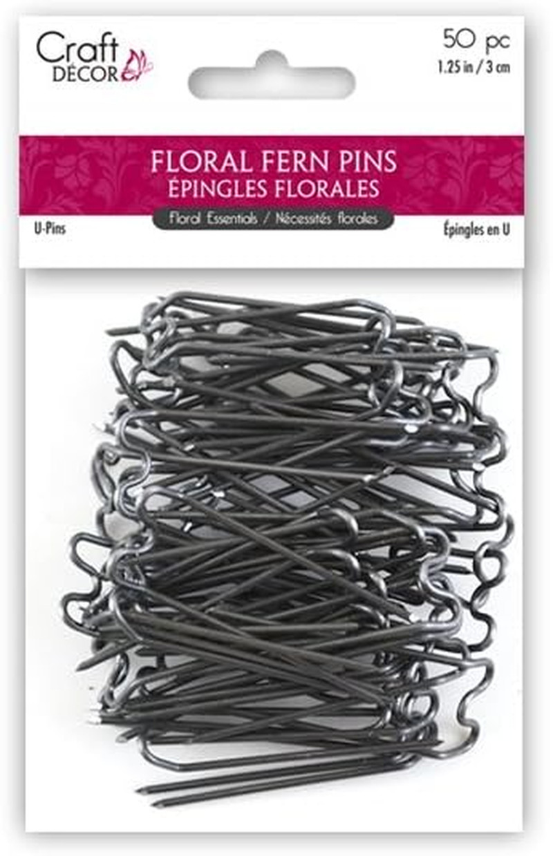 Craft Decor FL035 Greening Fern Pins, 1.25In Floral U-Pins, 50/Pkg