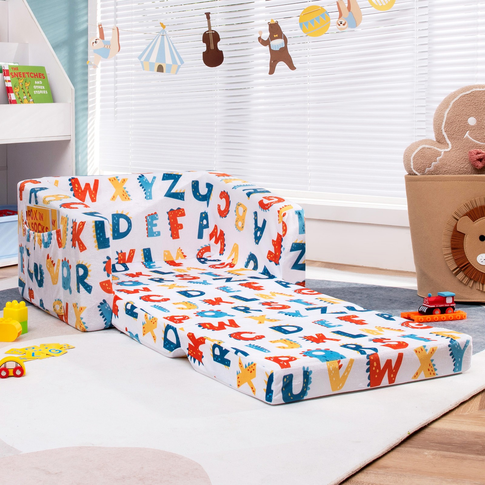 2 in 1 Kids Convertible Sofa Children Flip-out Chair Lounger Couch Sleeper