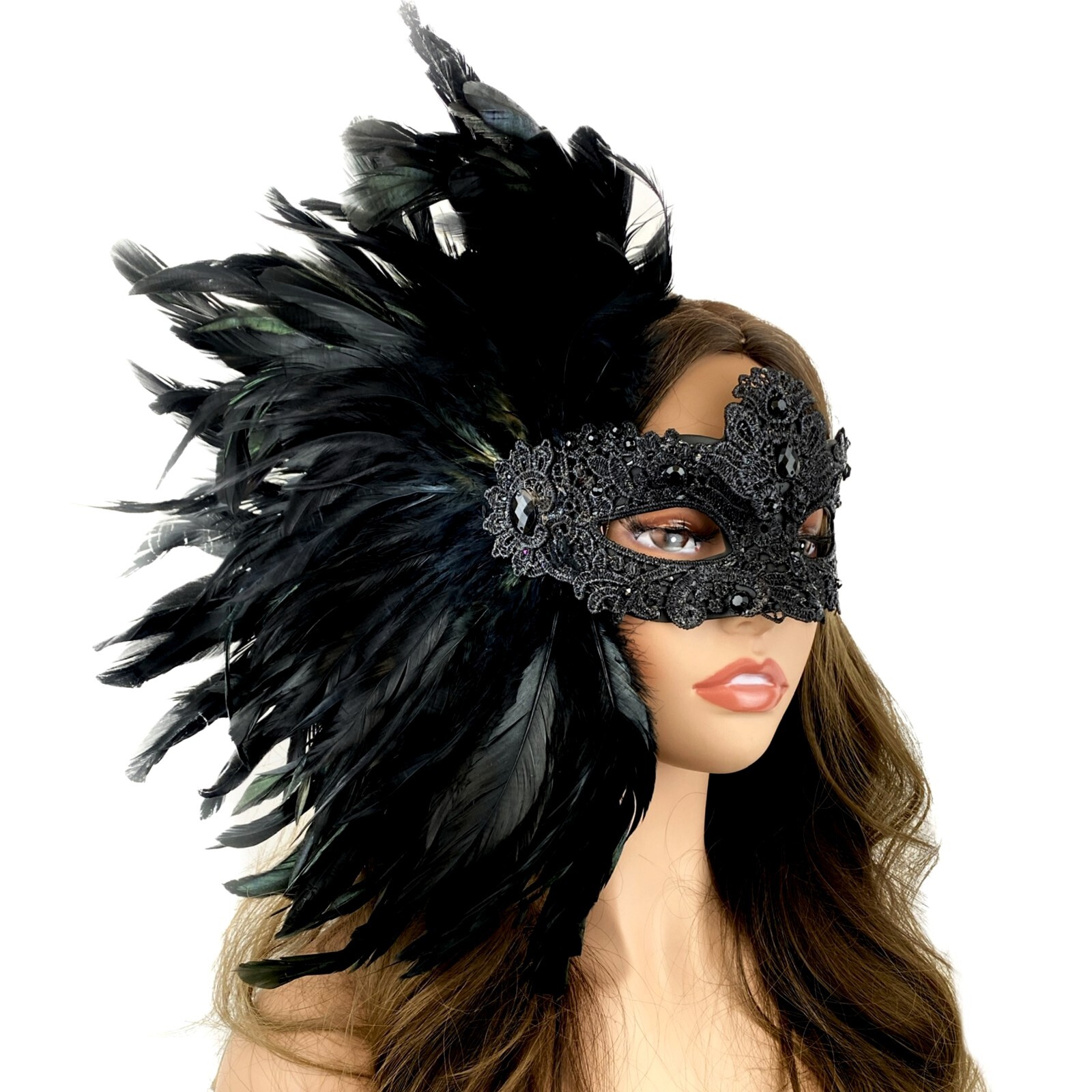 Women Costume Masquerade Party Masks With Feather For Wedding Ball Mask