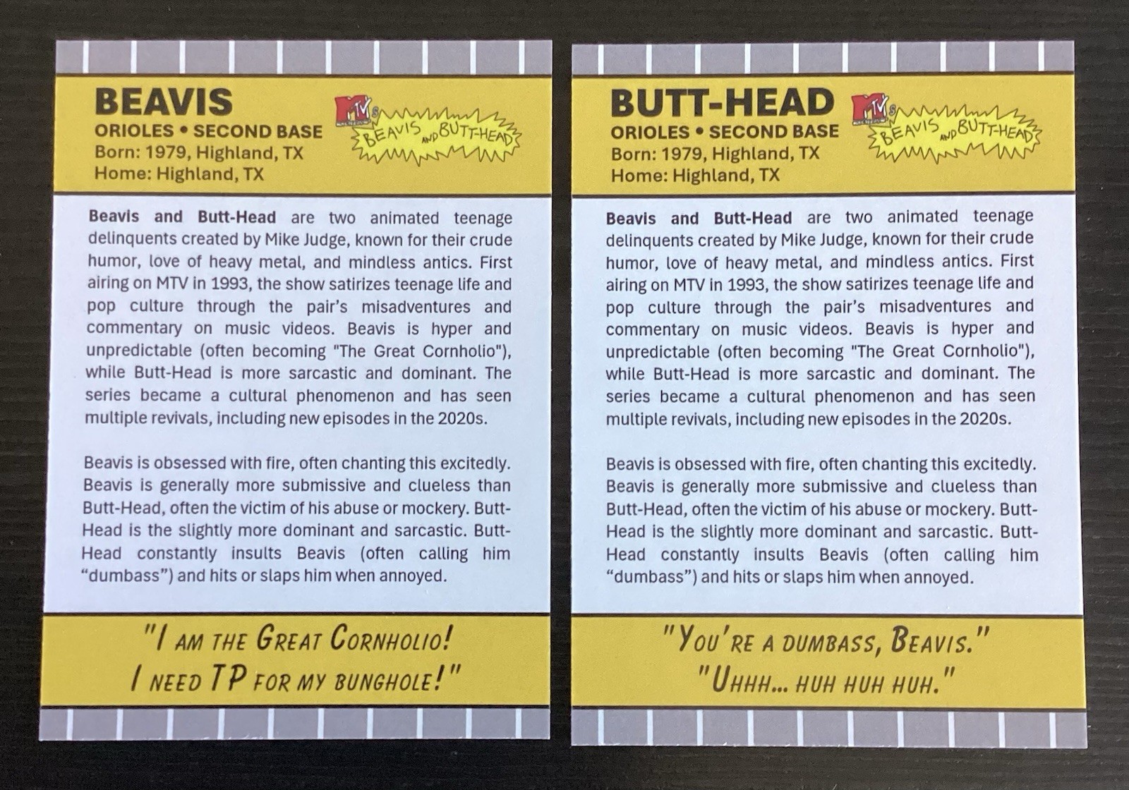 BEAVIS and BUTT-HEAD Trading Cards - FF On Bat Knob
