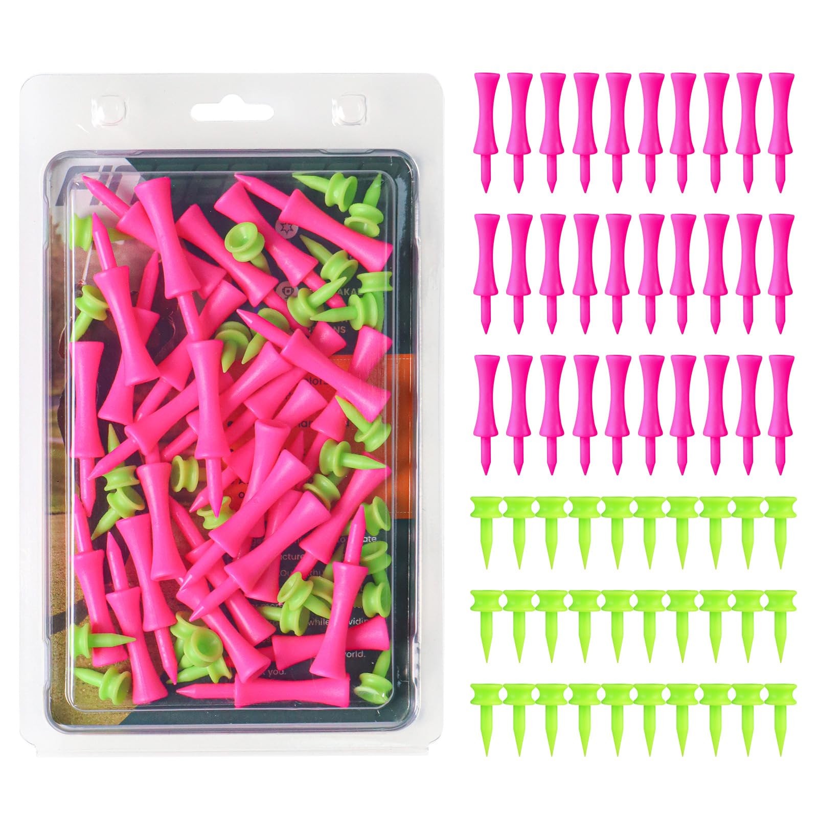 VEASAERS Golf Castle Tees Plastic Step Down Unbreakable Mixed Value 60 Count,...