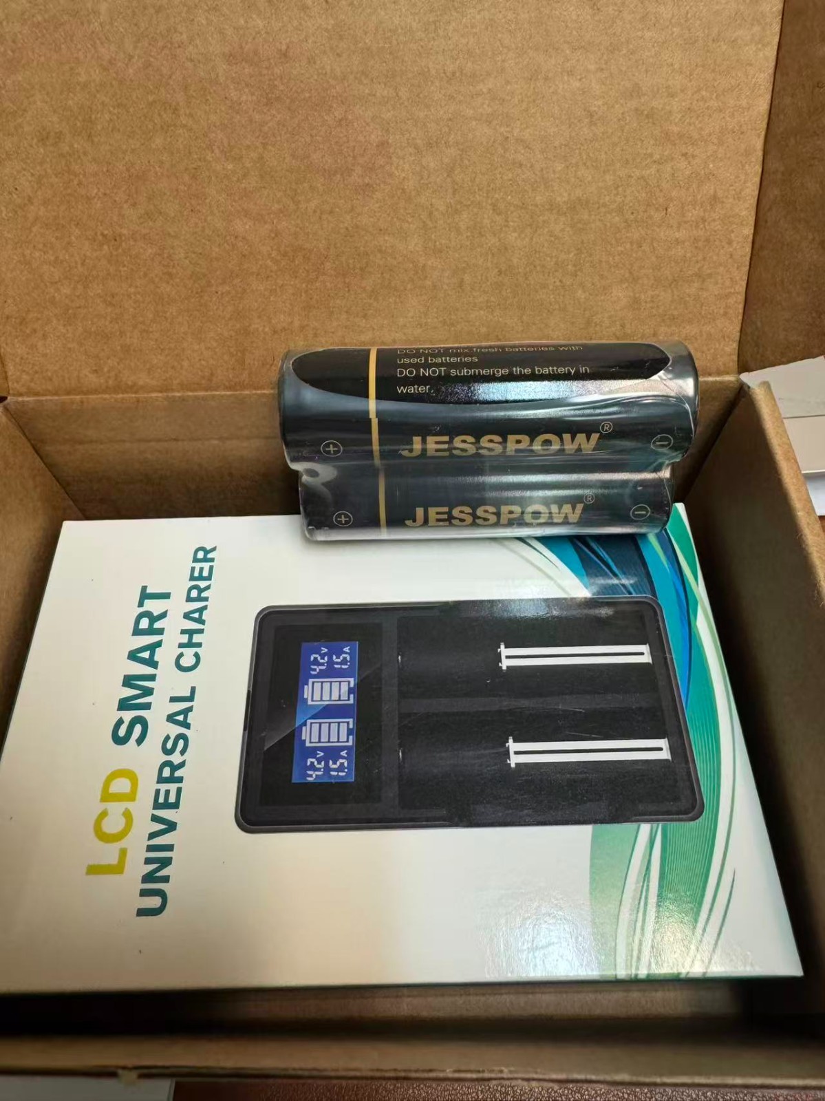 2 Pack Rechargeable Battery with Charger 3.7V 5000mAh Flat Top, Batteries for H