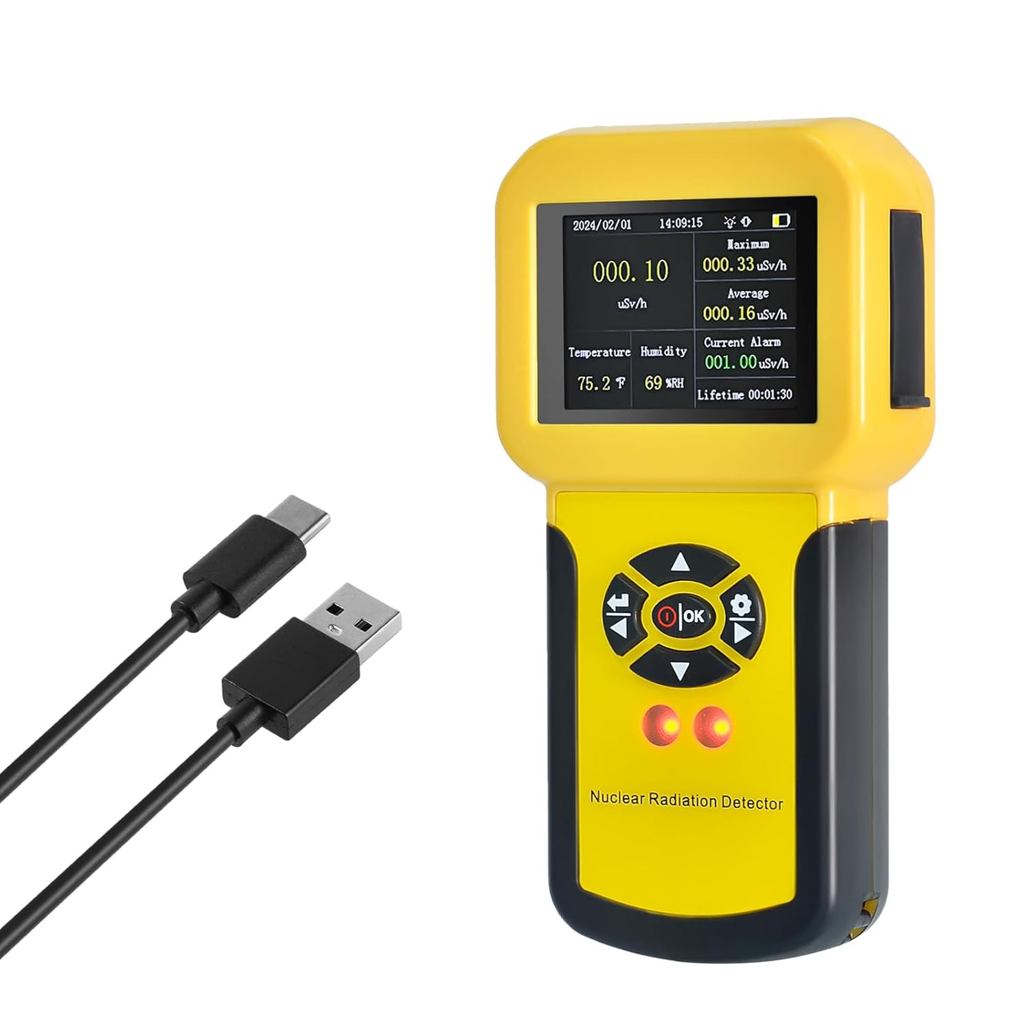 Geiger Counter Radiation Detector with LCD, Rechargeable, Alarm & CPM Level