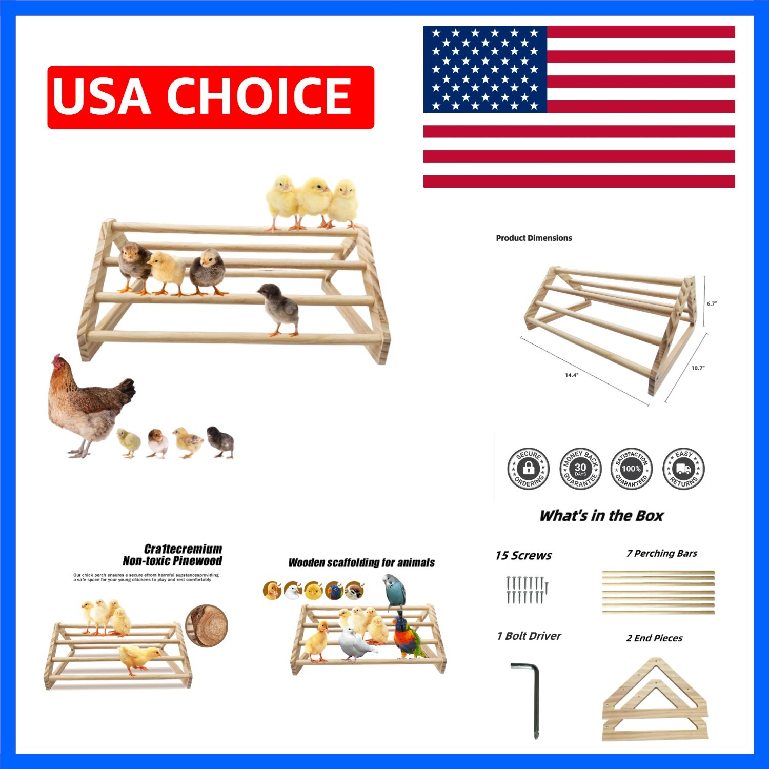 Chick Perch Chicken Coop Toys and Accessories,Chick Roosting Bar,Brooder for ...