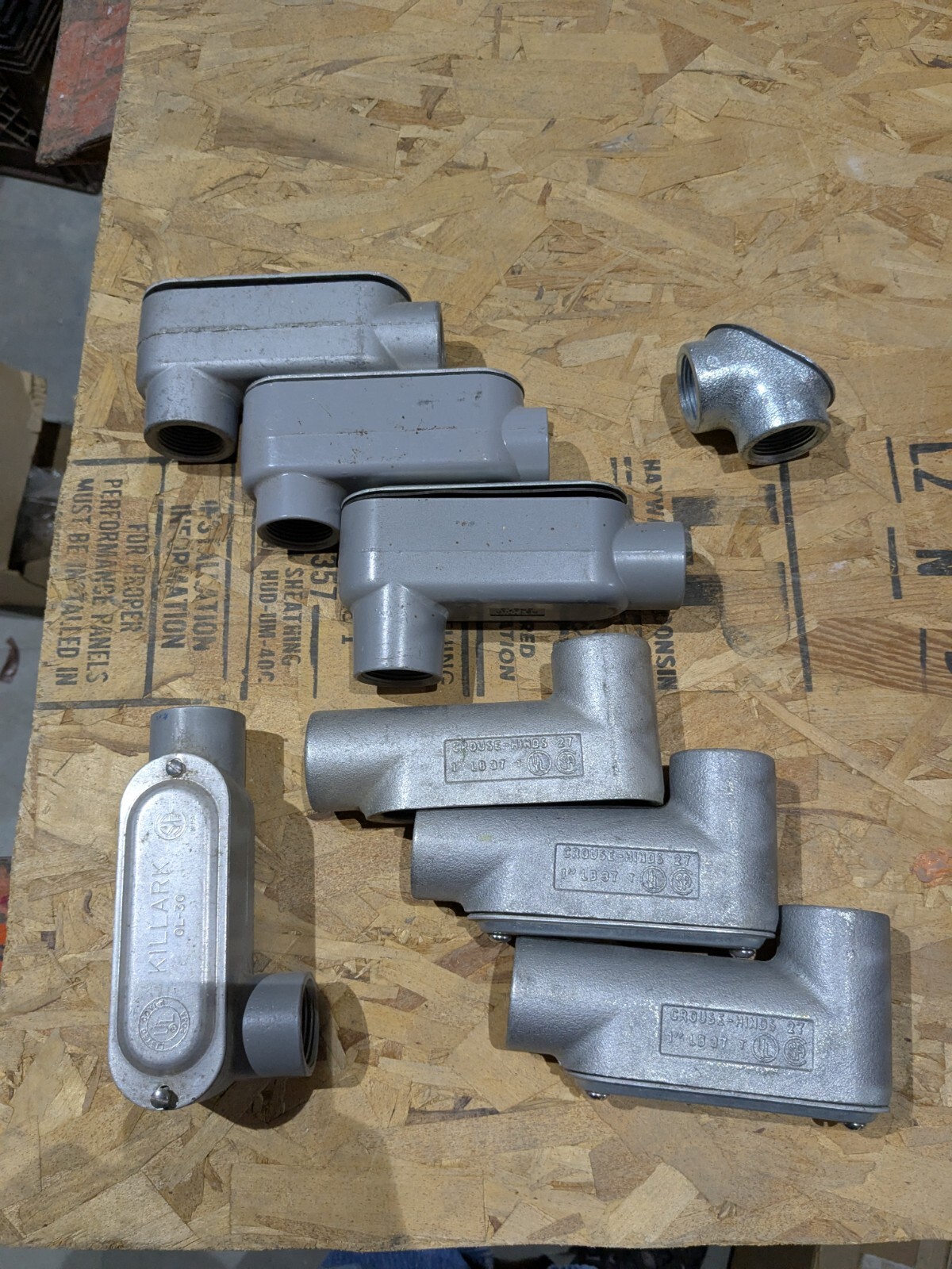 8x 1" Killark OLR-3 OLB-3 Duraloy Conduit Outlet Body Al Iron OL-30M Cover LB37