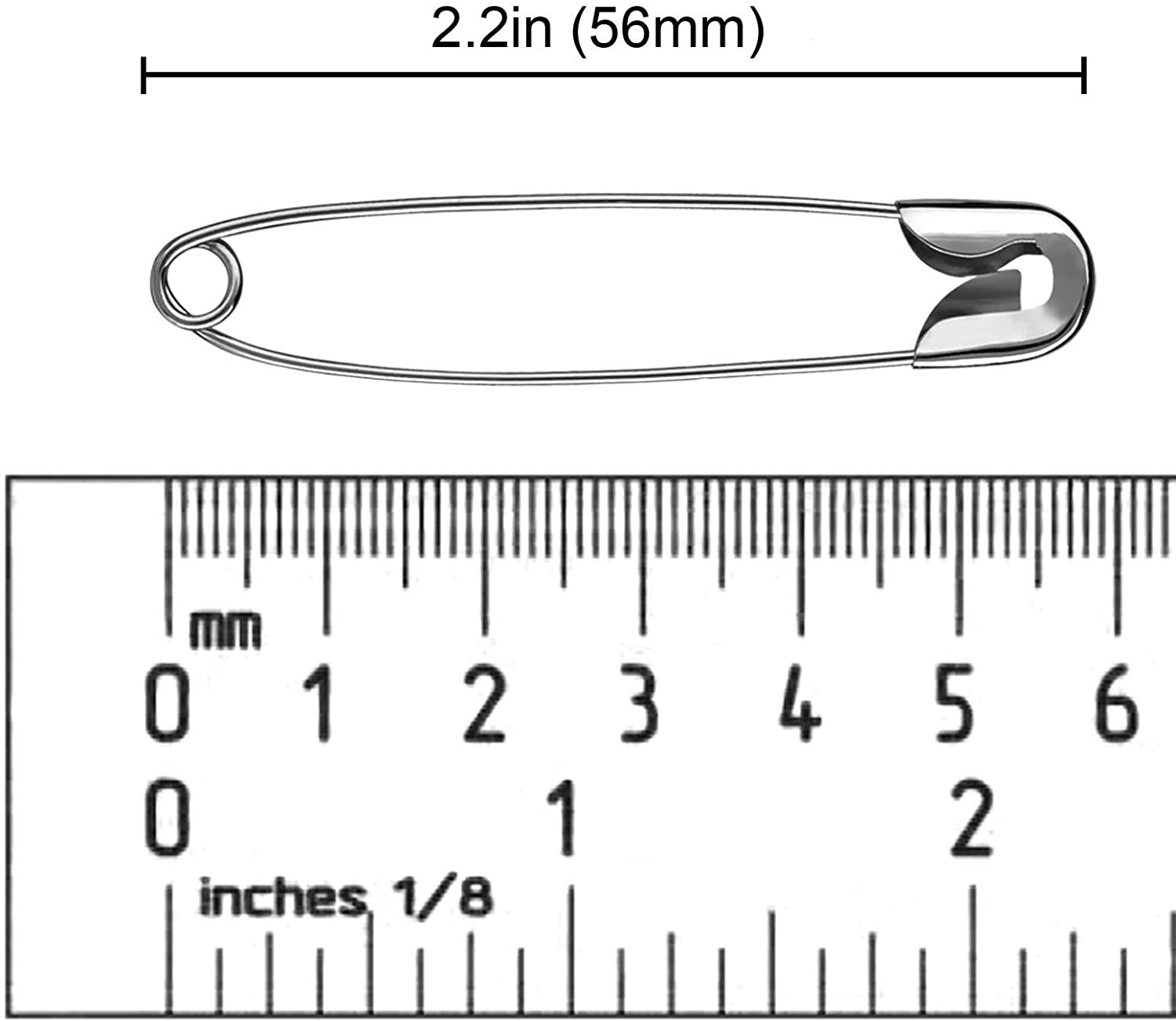 80 PCS Stainless Steel Safety Pins Steel Large Heavy Duty 2.2 Inch Nickel Finish
