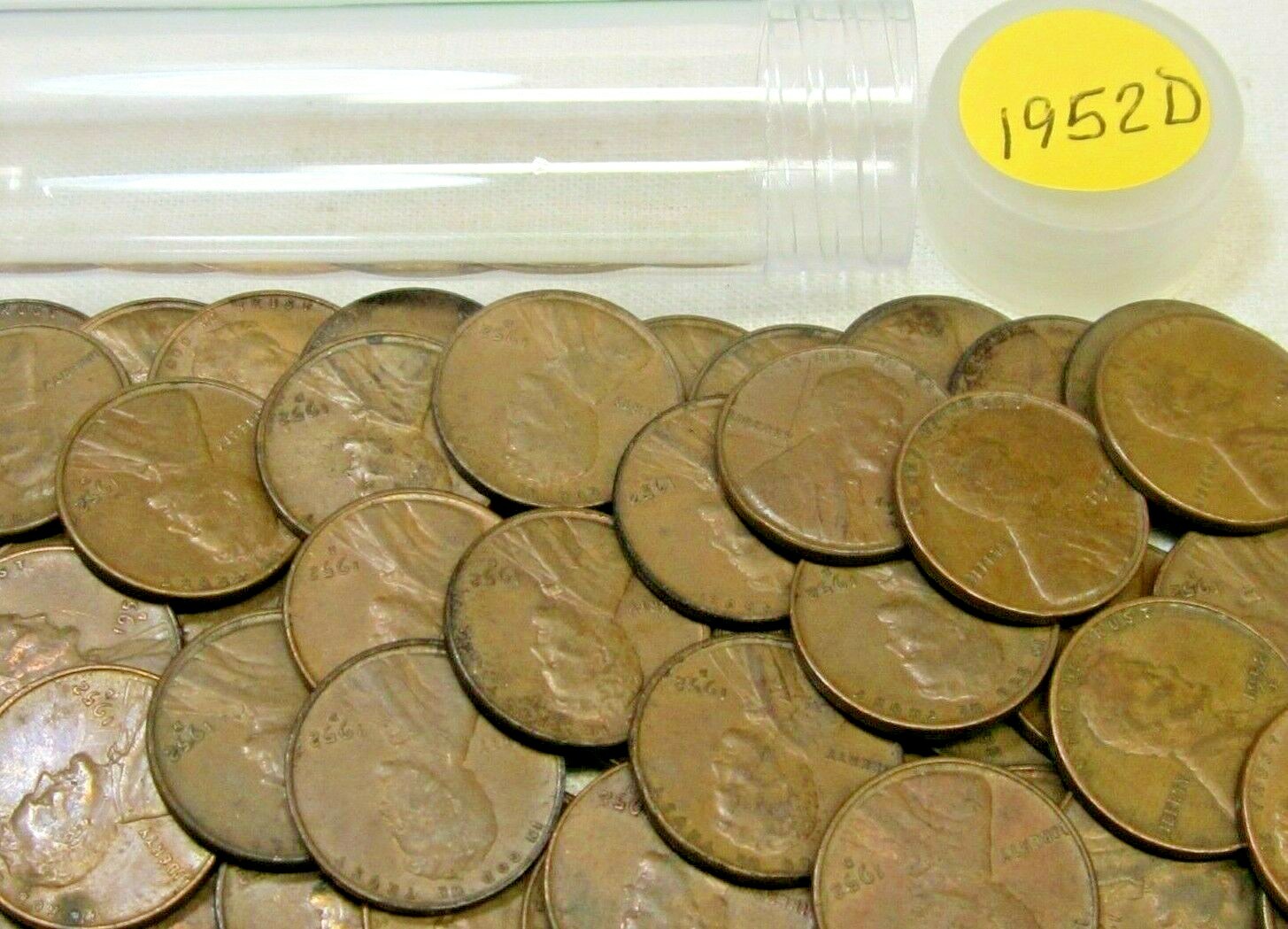 1952 D Denver Lincoln Wheat Cent Roll - 50 Coins - Circulated G-XF