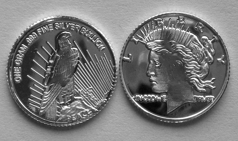 (25) 1 GRAM 0.999+ PURE SILVER ROUND PEACE DOLLAR DESIGN b6