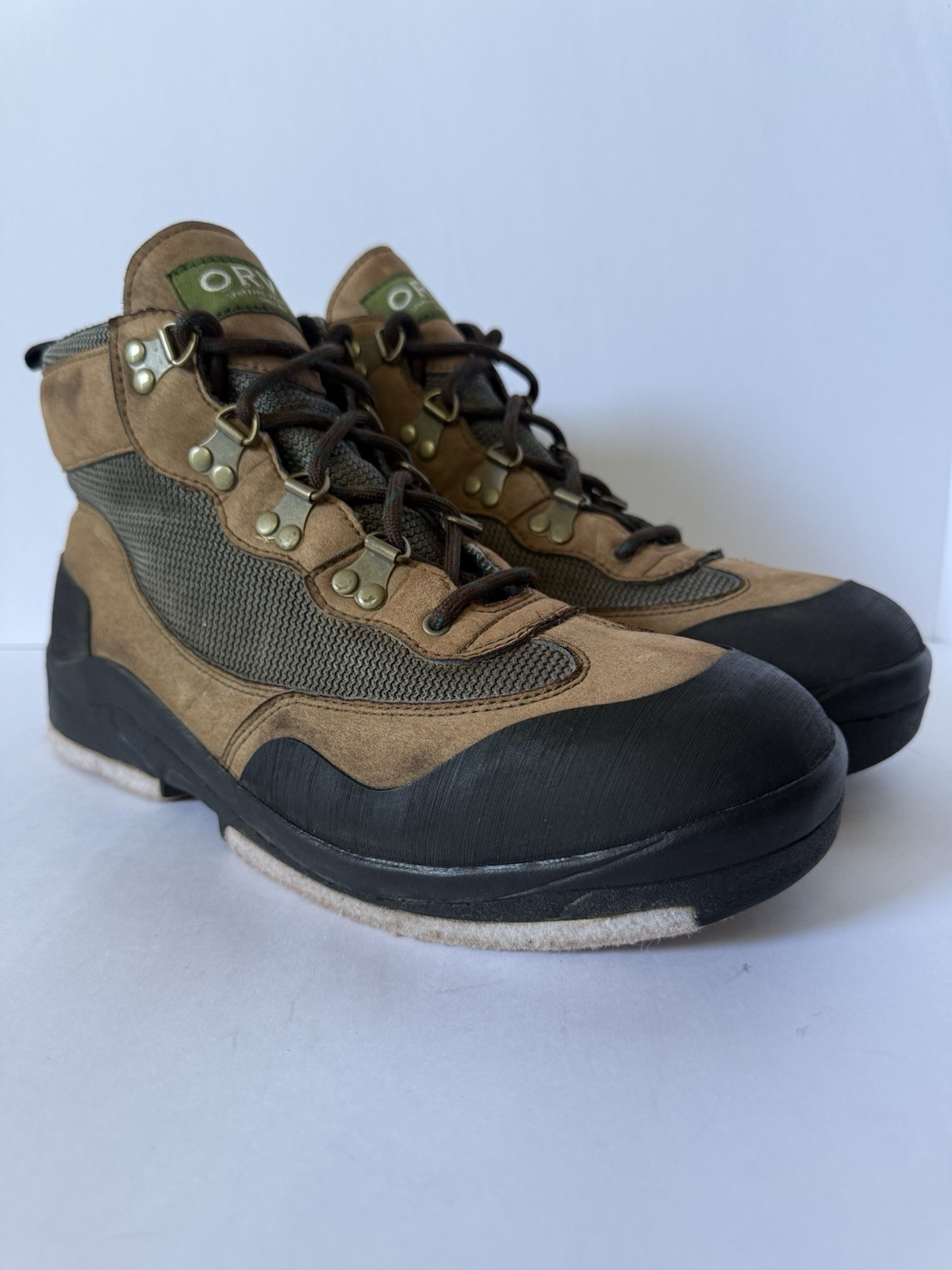 Orvis Wading Boots Mens Sz 11-11.5 Felt Bottom Fly Fishing Shoes Brown