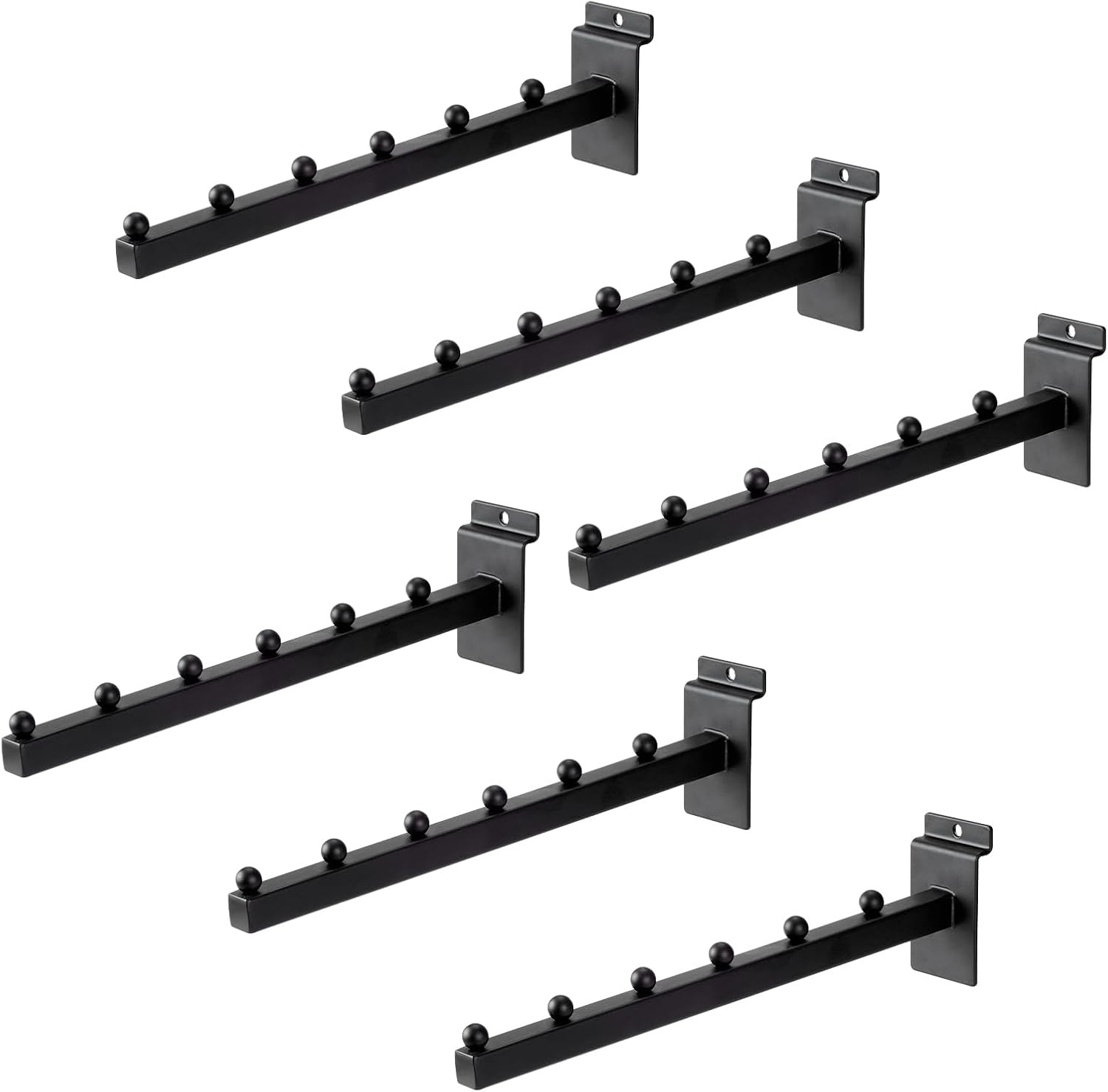 12 Inch Waterfall Slatwall Display Hooks with 6 Balls, Heavy Duty Tube Slat Wall