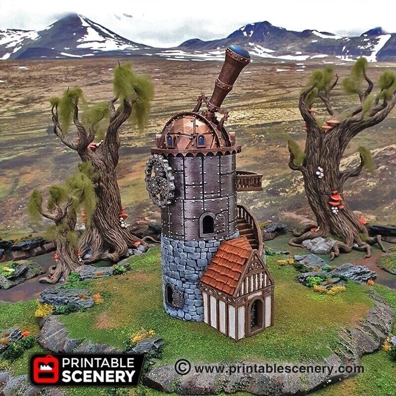 Observatory - Steampunk Fantasy Tabletop Terrain for Miniature Gaming, (32mm)