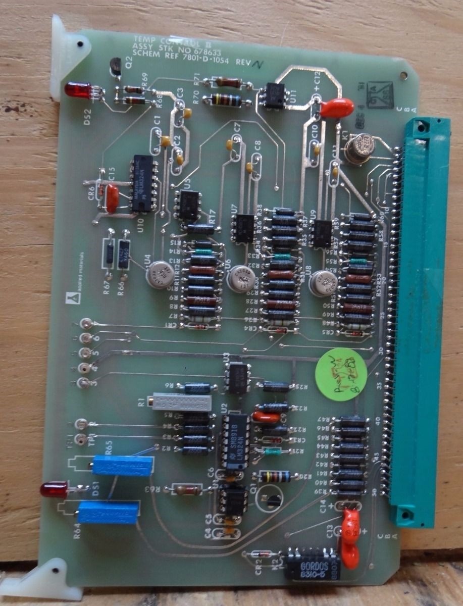 APPLIED MATERIAL TEMP CONTROL BOARD PART # 678633 SCHEM . REF 7801-D-1054 REV.N