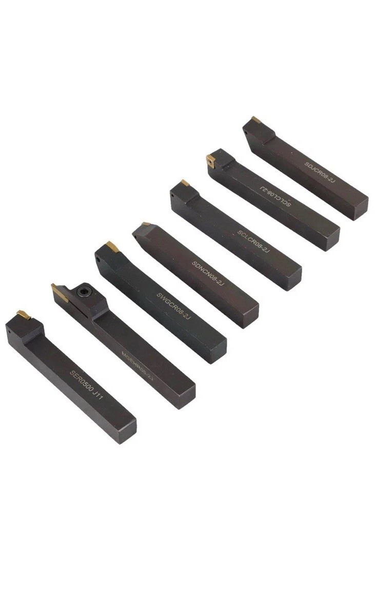 7PC Carbide Indexable Turning Tool 1/2" Lathe Tool Bit Set Thread Insert Holder