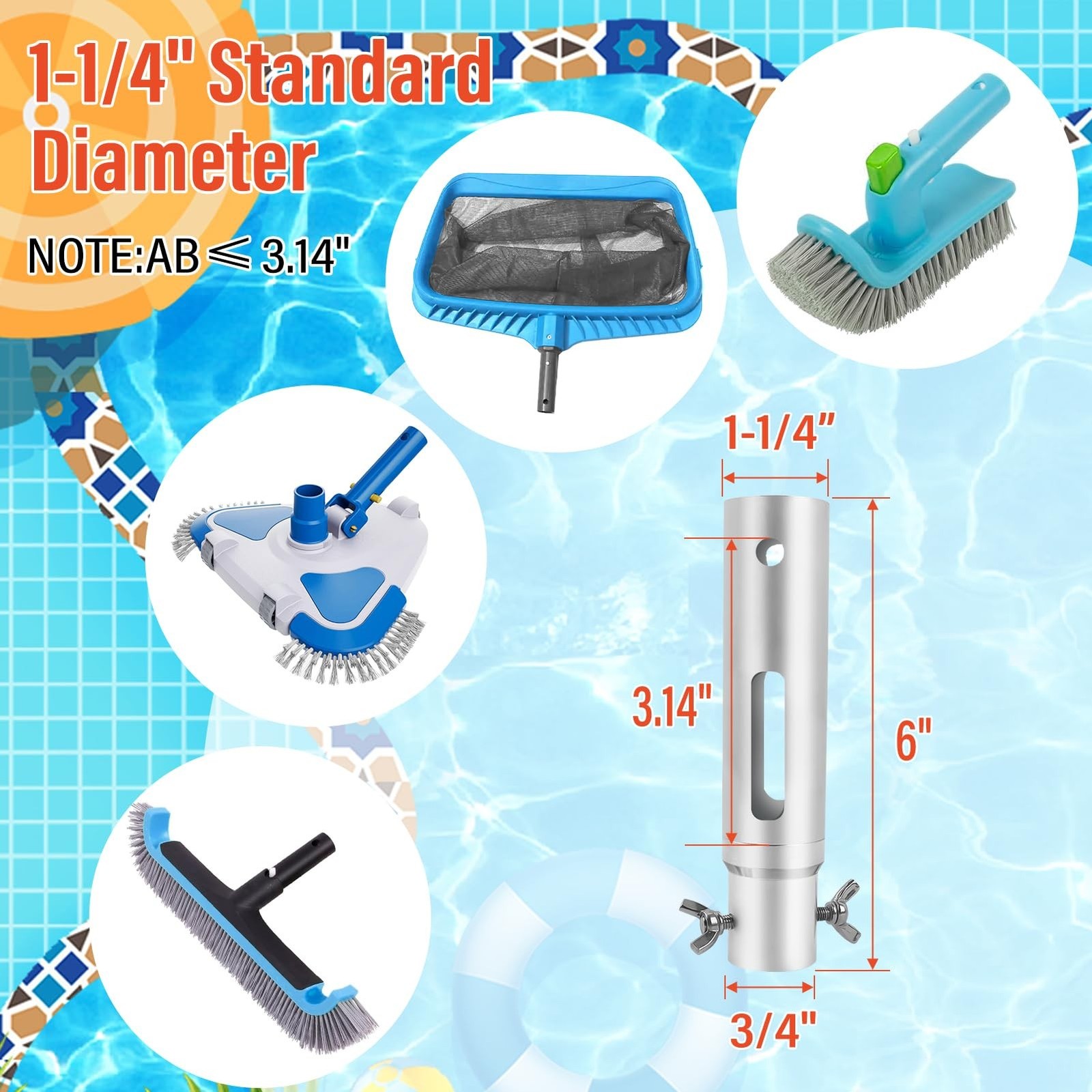 ACTREY Heavy Duty Telescopic Pool Pole,12FT Extendable Pool Pole