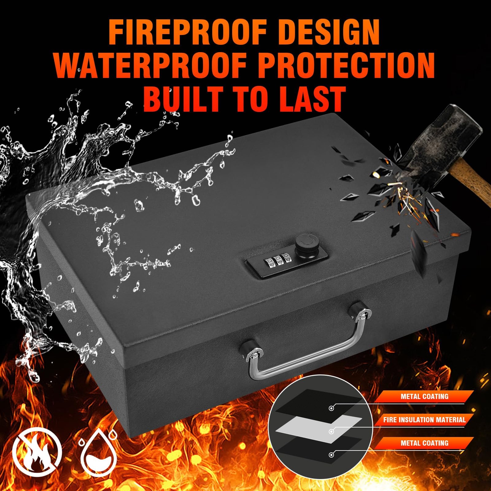 TOTOY 0.26 CuFt Fireproof Document Box