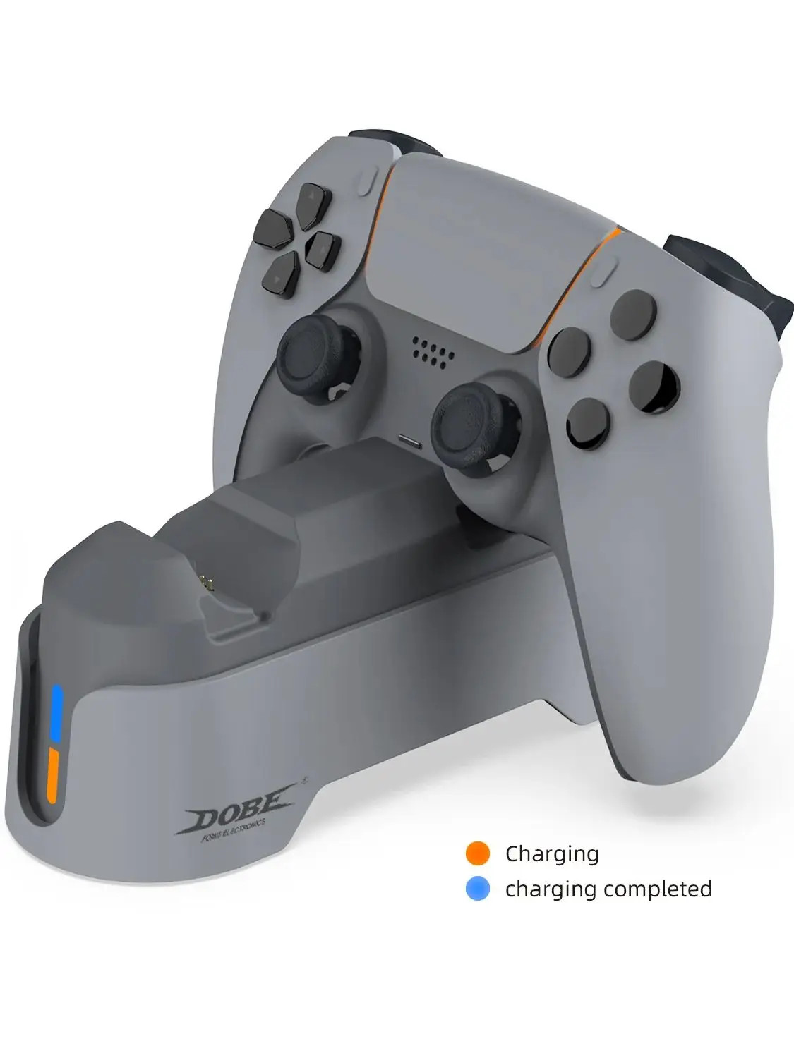 PS5 Dual Controller Charging Dock Fast 30th Anniversary Grey Lighting Stand USA