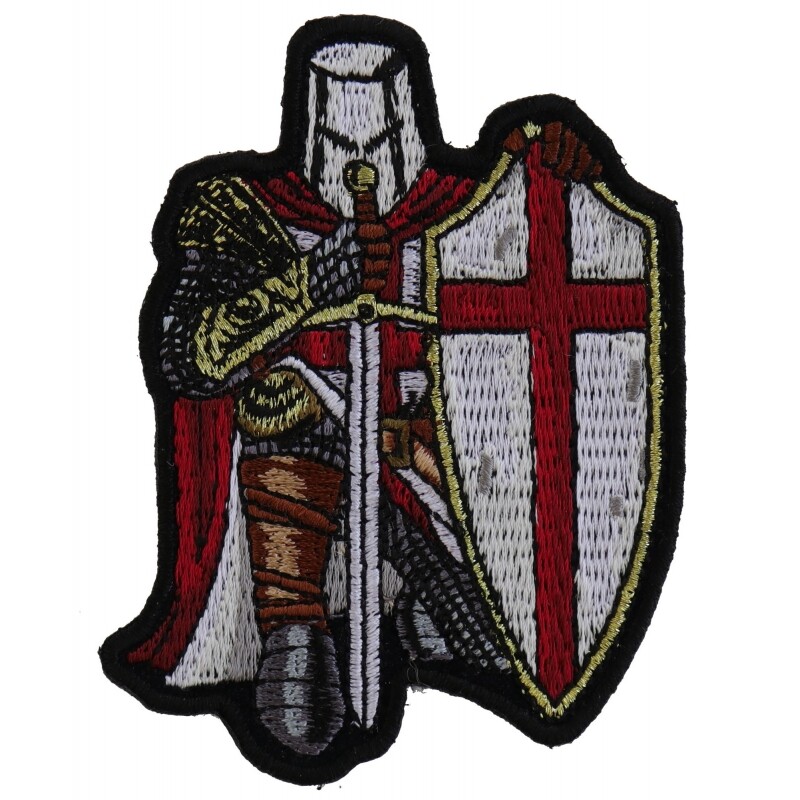Embroidered Patch (Iron-On), Red Knight Crusader Knights Templar, 2.75" x 3.5"