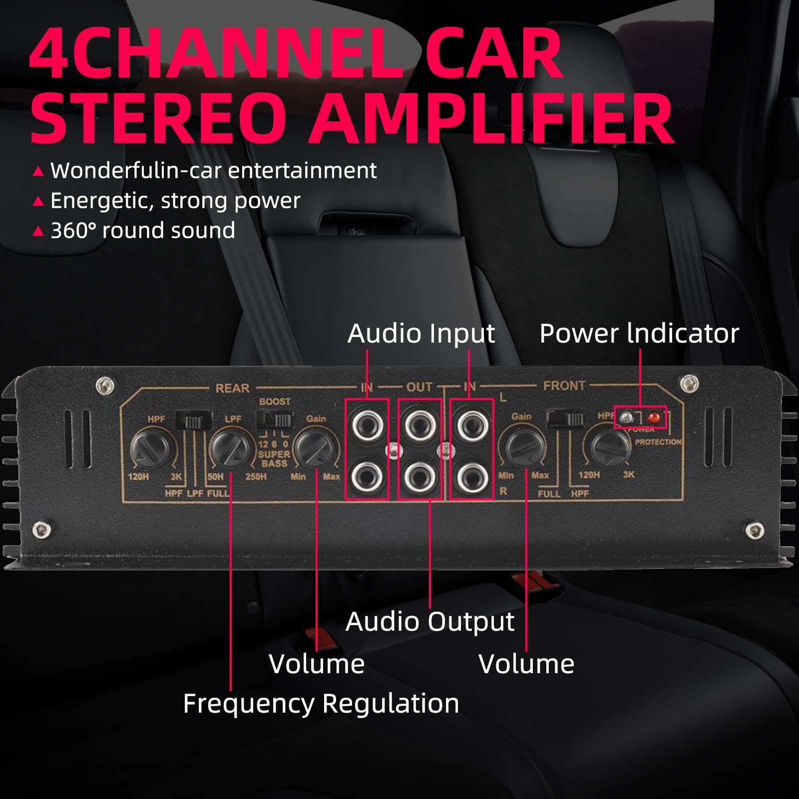 YaeCCC 4-Channels 4500W Car Power Amplifier Class A/B Audio Stereo...
