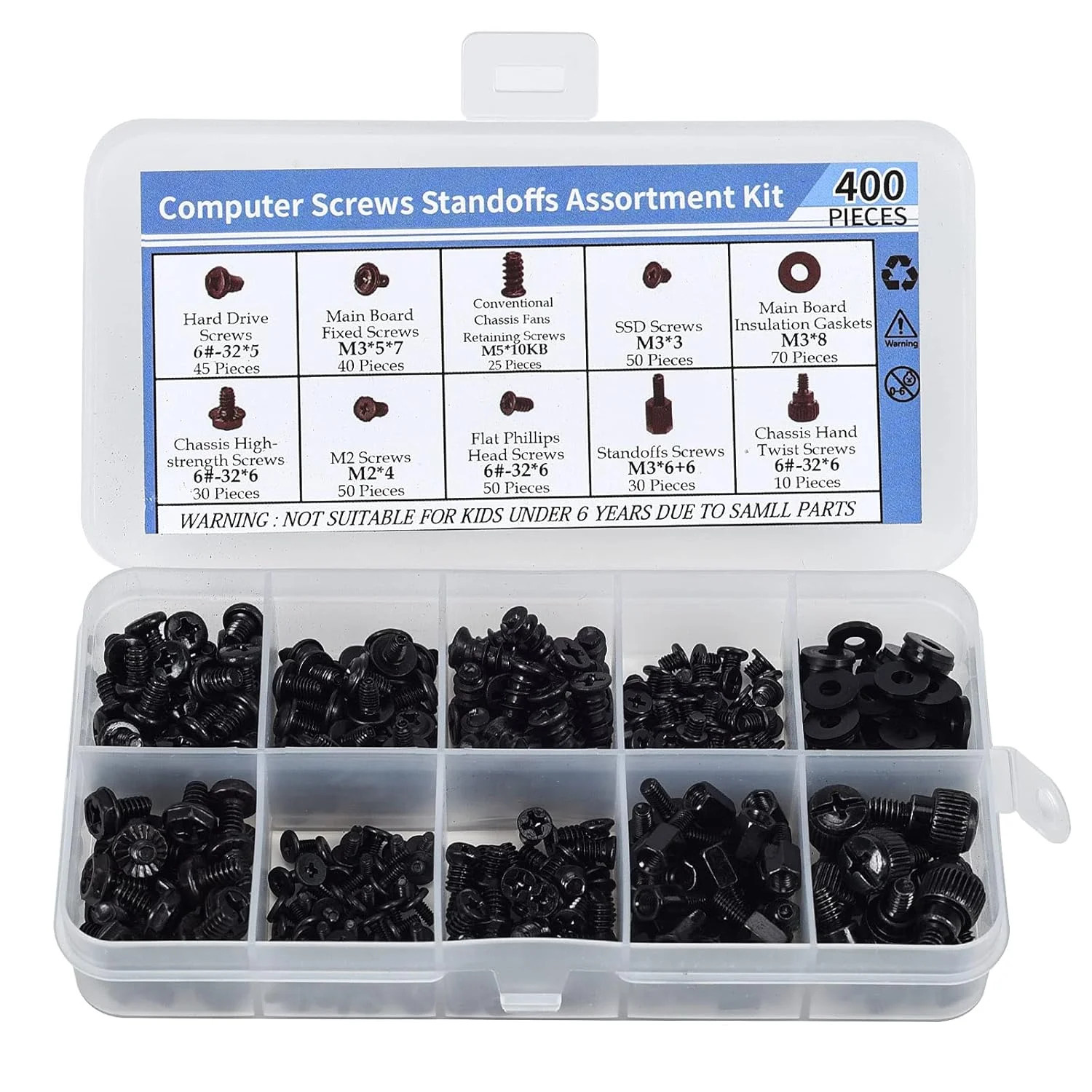 400PCS Computer Screws Motherboard Standoffs Assortment Kit for Universal Mother