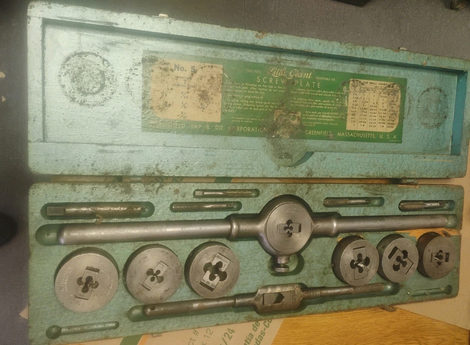 Vintage Greenfield USA Little Giant No 5 Tap And Die Set With Wooden Box