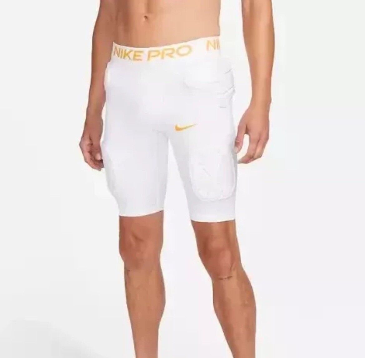 Nike Pro Hyperstrong Padded White Gold Football Shorts Men’s Size XL AQ2732-101