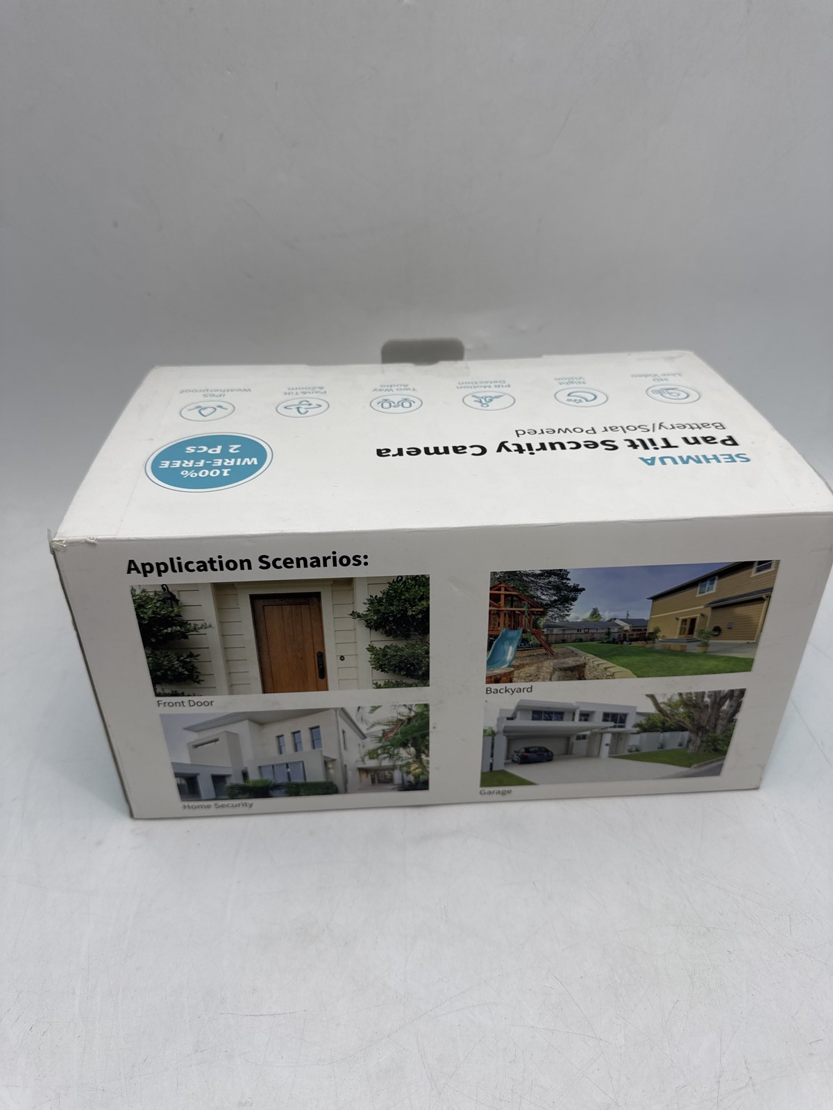 SEHMUA 2K Solar Security Cameras Wireless 2 Pack 360° View Pan RBX-S73 - White