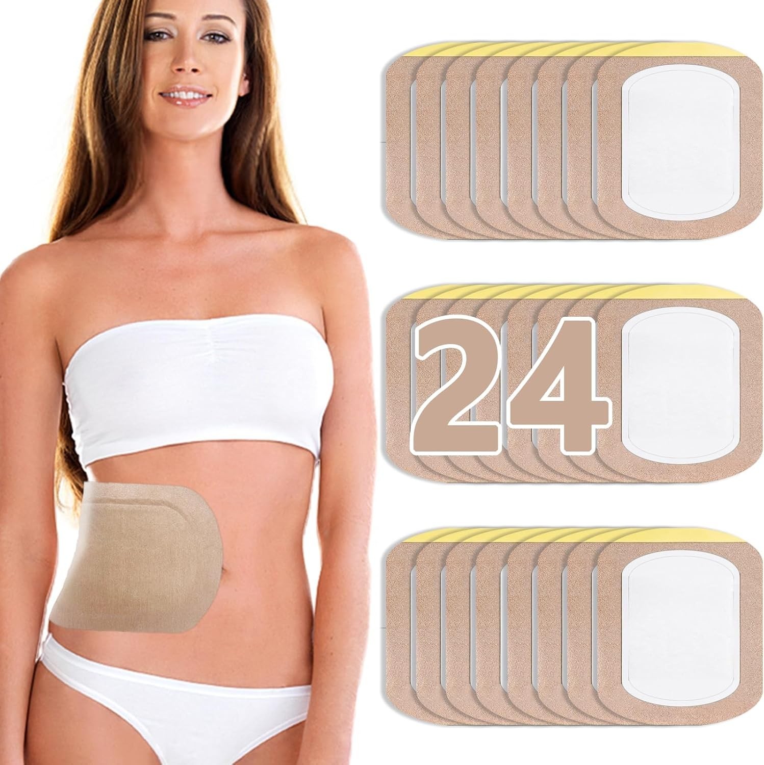 24Pcs Castor Oil Pack Wrap Organic Cotton Castor Oil Patches Disposable Self-...