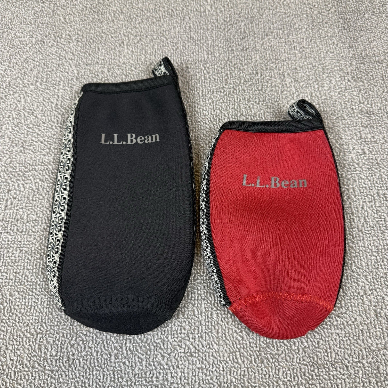 LL Bean Neoprene Bottle Carrier Sleeve Tall Black Short Red Hiking Camping