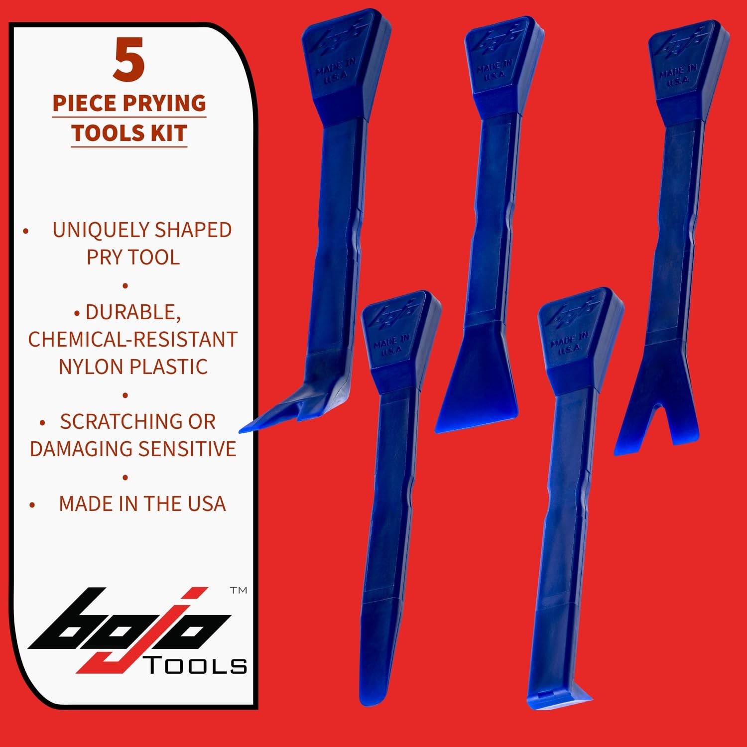 5-Piece Plastic Pry Tool Kit with F1 Case Medium Duty for Auto Trim