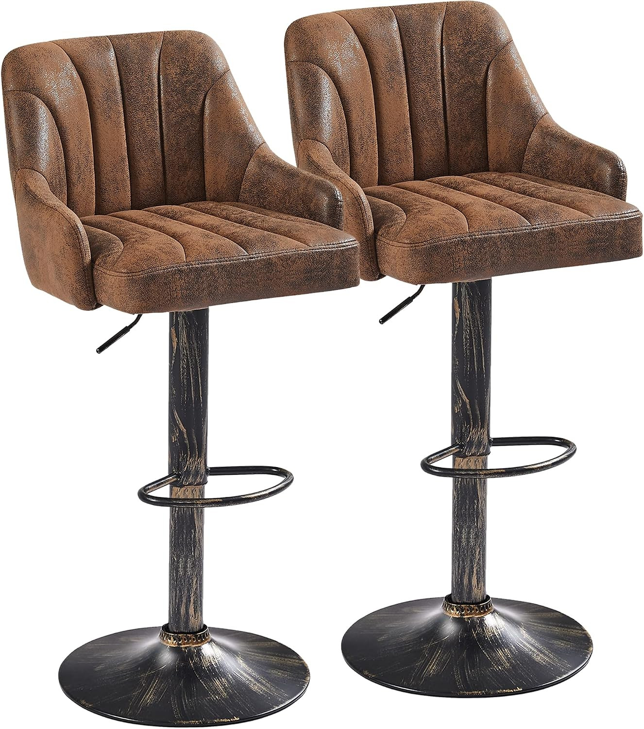 Bar Stools Set of 2, Adjustable Bar Stools Counter Height Barstools with Back an