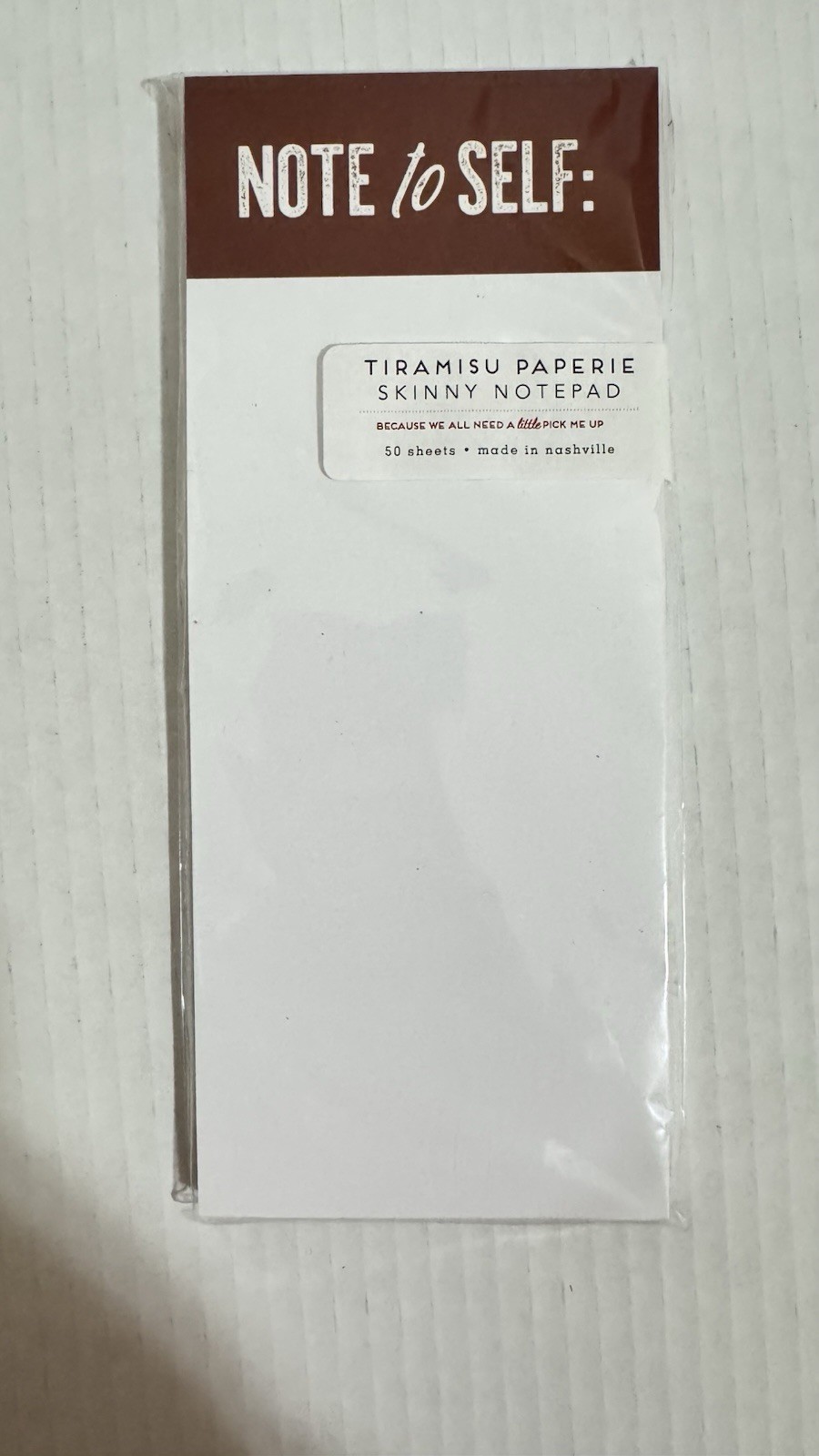 TIRAMISU PAPERIE SKINNY NOTEPAD NOTES 50 SHEETS NOTE TO SELF NEW