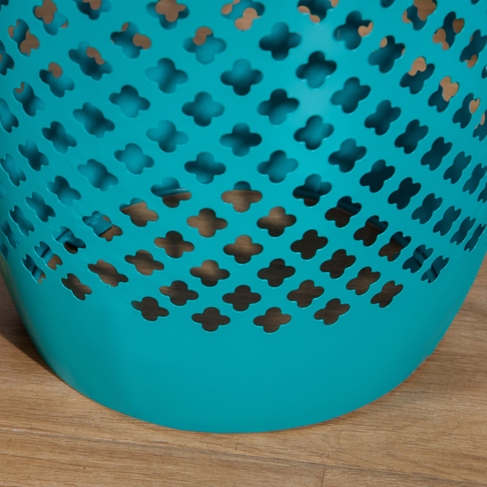 Chic, Modern, Outdoor & Indoor Garden Steel Round Side Table, Hollow Drum, Blue