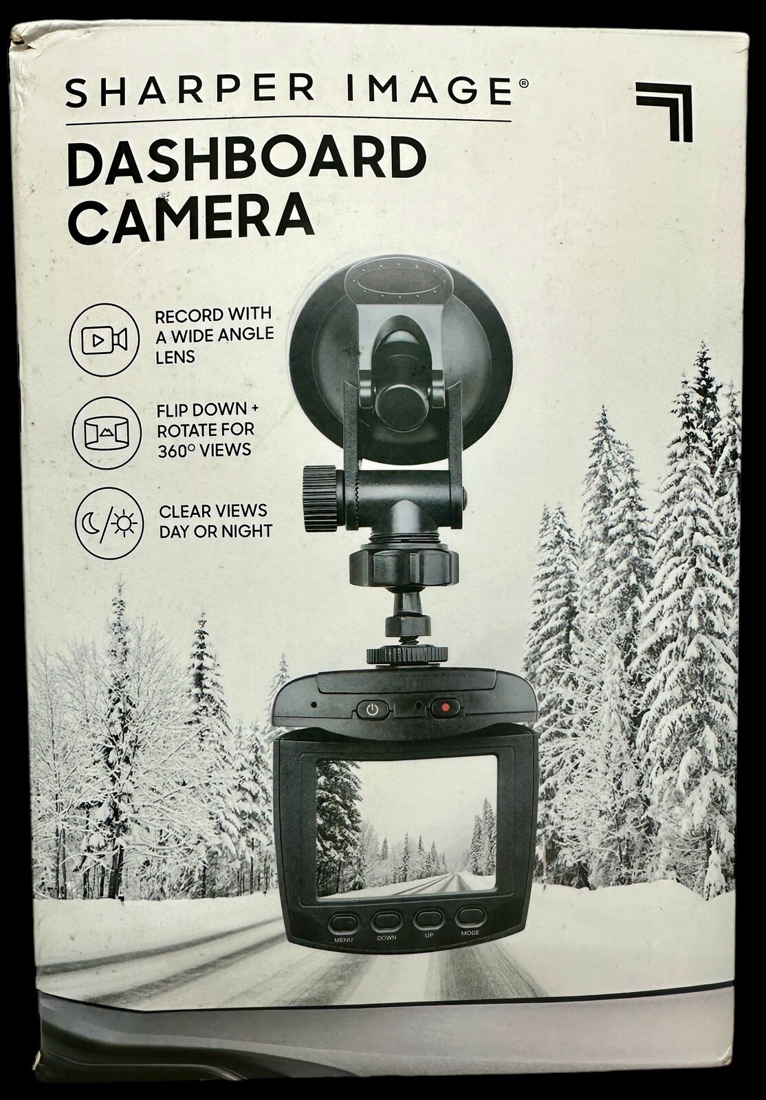 Sharper Image Dashboard Camera Wide Angle 360 Night Vision Windshield Mount New